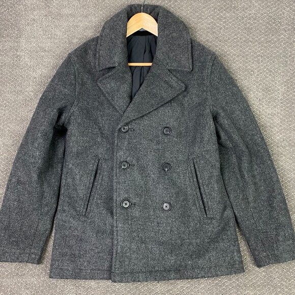 Old Navy Pea Coat Men's Medium Gray Wool Blend Military Coat Jacket Peacoat - Picture 1 of 14